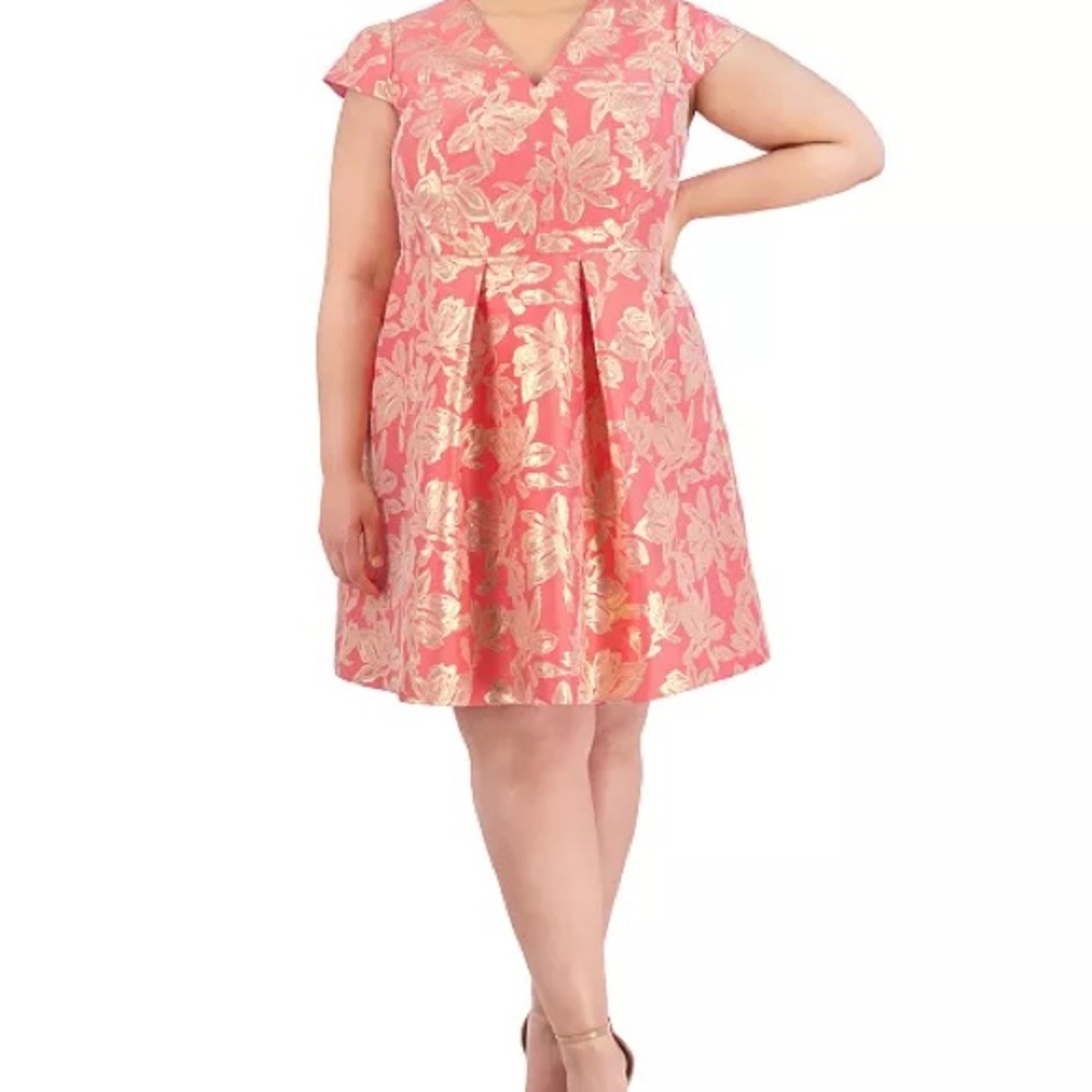 Vince Camuto Metallic Jacquard Fit & Flare Dress NWT